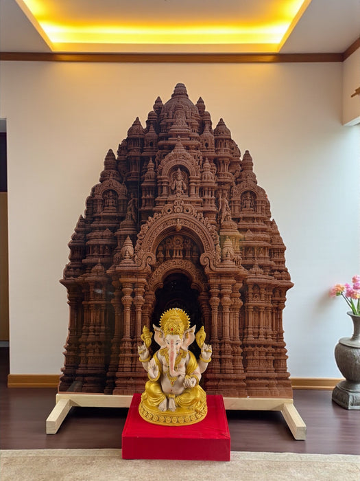 Temple Style 3D Durga Pujo ,navratri,Diwali Backdrop | Foldable Rajadhiraj-Inspired Mandap Decor