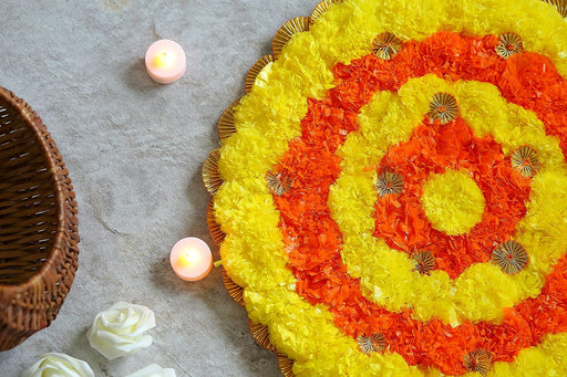 1 Pcs Genda Marigold Artificial Flower mat Rangoli Mats
