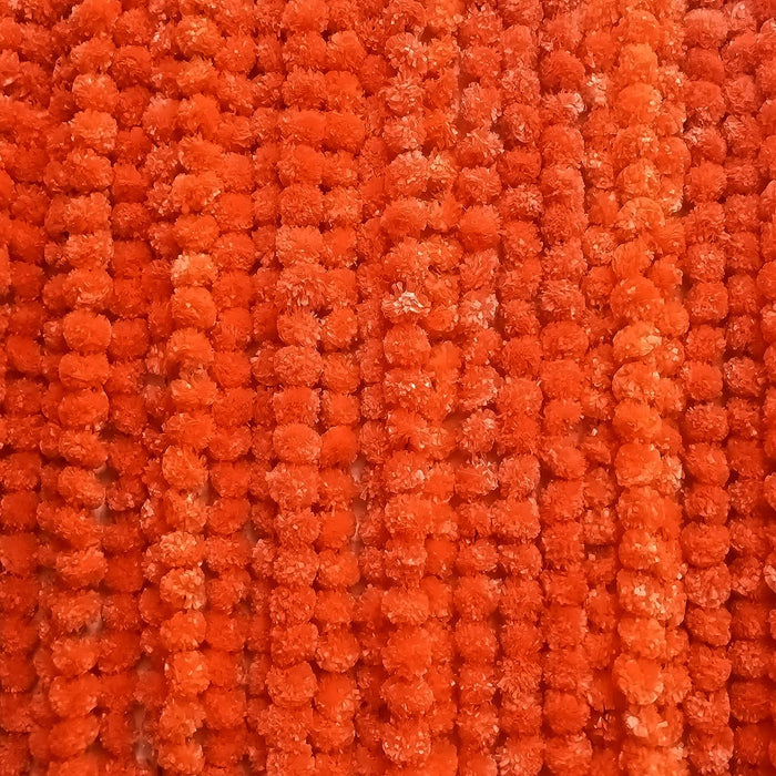 SATYAM KRAFT 12 Pcs Artificial Marigold Fluffy Flowers Garlands Orange for Decoration Artificial genda phool Flower line for Decoration Home Decor, Decor,Flower Decoration line