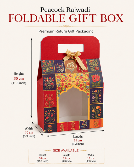 Peacock Rajwadi Gift Box with Window cardboard  | Premium Return Gift & Hamper Packaging Box |