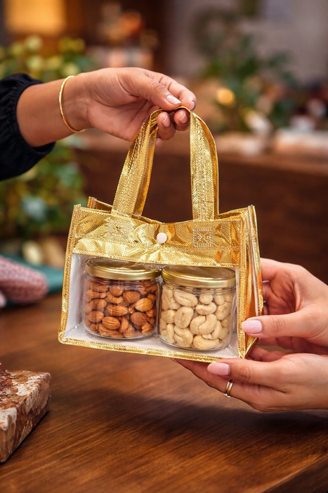 Golden Transparent Window bag