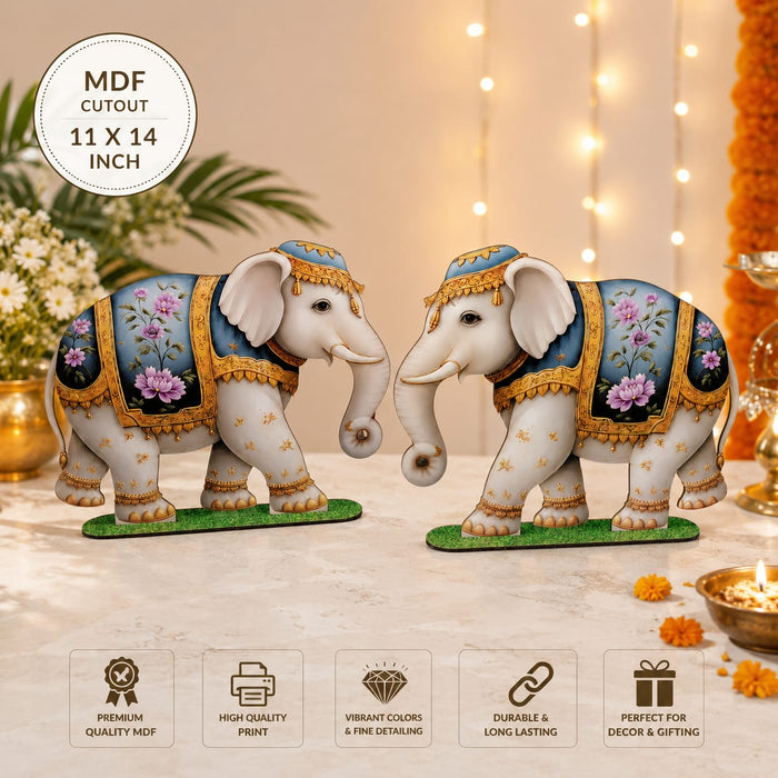 Baby Krishna and elephant MDF Cutouts with Stand | Perfect for Baby Shower, Janmashtami Decoration, Backdrop, Welcome Table & Showpiece