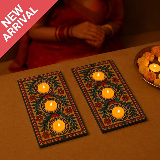 Pack of 2 India’s First 3D Tea Light | With Free 6 Candles & DIY Mirror Kit (Glue Included)