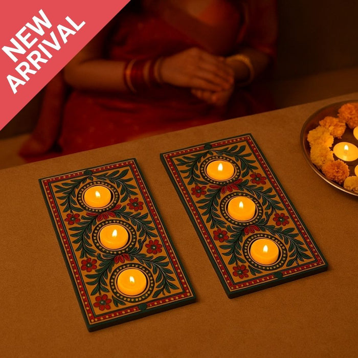 Pack of 2 India’s First 3D Tea Light | With Free 6 Candles & DIY Mirror Kit (Glue Included)