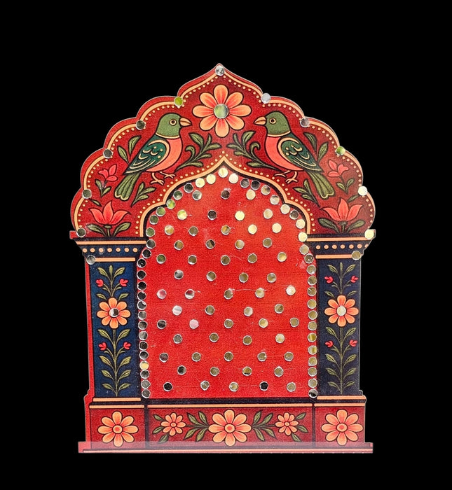 Round Ganpati Mandap with Stand – 18 Inch | Mandala & Peacock Theme + Jharokha Shape Option