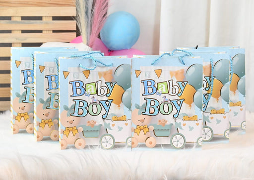 Baby Boy Gift Bags With Handle Gift Paper bag, gift For Birthday Gifting, Return Gifts, Birthday, Party, Season's Greetings (Blue) (Big)