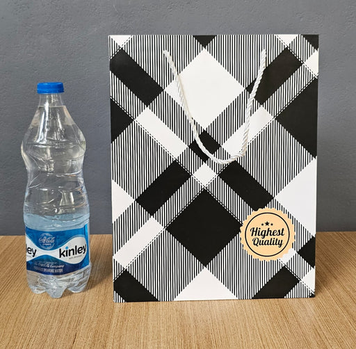 Big Size Paper Bag With Handle 33 x 25 x 12 cm Gift Paper bag, Carry Bags, gift bag, gift for Birthday, gift for Festivals, Season's Greetings and other Events(Black and White)