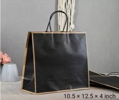 18 Pcs Large Size Black(27 X 32 X 11 cm) Paper Bags With Handle Gift Paper bag, Carry Bags, gift For Valentine Gifting, marriage Return Gifts, Birthday, Wedding, Party, Season's Greetings