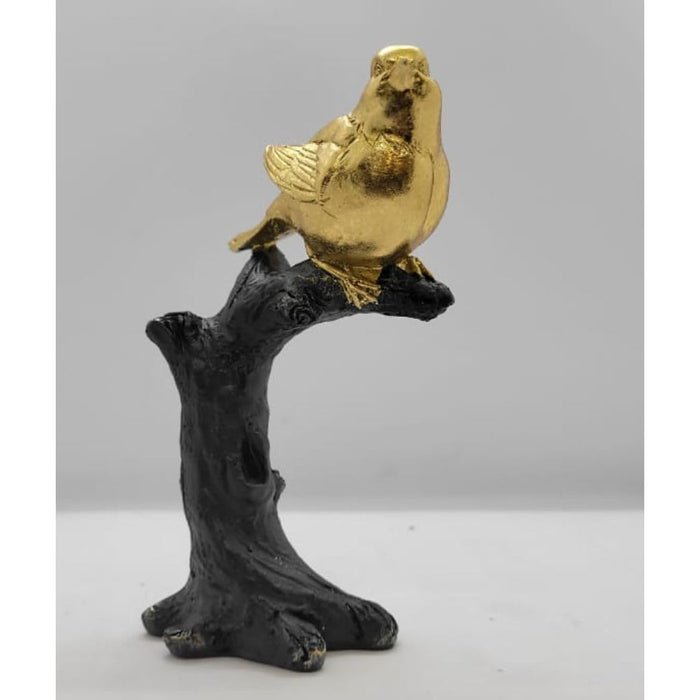 SATYAM KRAFT 1 pc Golden Bird Sitting on Tree Statue, Home Decor Showpiece – Golden Bird Design Statue for Decorative Room Enhancement