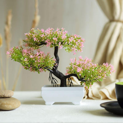 Artificial Bonsai Tree with Designer Pot for Home Decor, Room Decorations, Living Room Table, Diwali Decoration Plants and Craft Items Corner (Pack of 1)