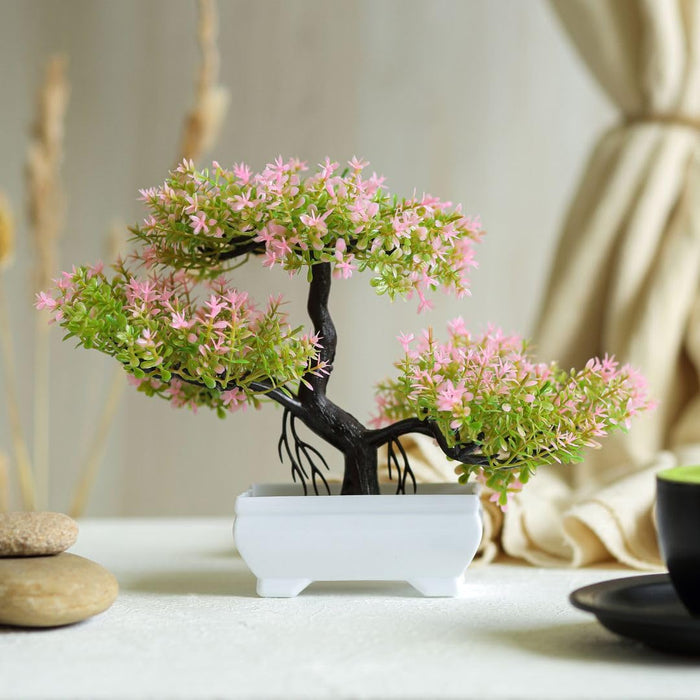 Artificial Bonsai Tree with Designer Pot for Home Decor, Room Decorations, Living Room Table, Diwali Decoration Plants and Craft Items Corner (Pack of 1)