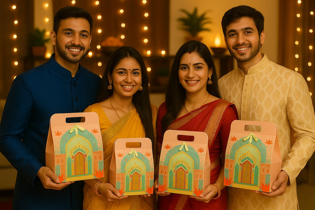 5 Pcs Affordable peach Rajwadi hamper Multipurpose Decorative Folding Paper Cardboard Box DIY Box for Gift Hamper, Diwali Gifting, Wedding gifing