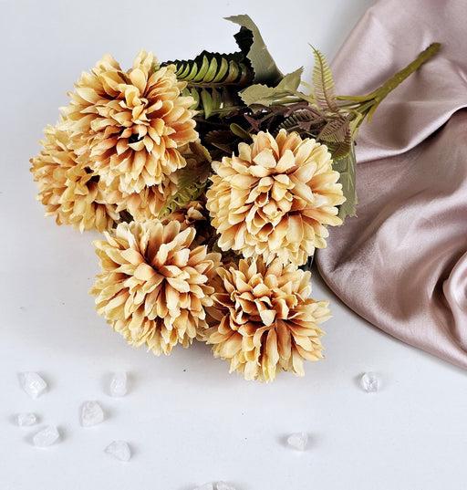 1 Pc Artificial Dahlia Flower Bunch for Home Decor, Gifting, Flowers Decorative Items for Wedding, Birthday,Festivals, Table Top Decoration,Diwali decor(without Vase Pot)