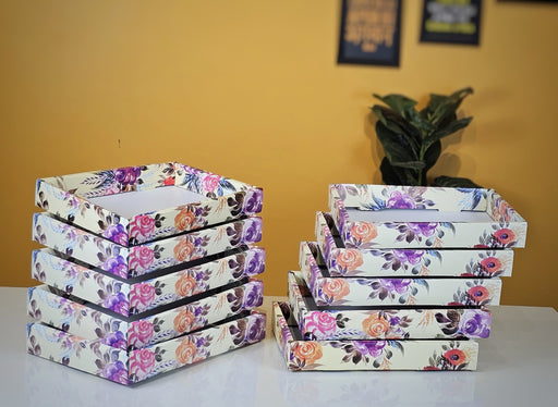 10 Pcs Multipurpose Decorative Folding Paper Box (without net and Twister) Rectangle Cardboard Box DIY Tray for Gift Hamper, Gifting (Cardboard Folding Paper Box),Room Hamper,Wedding Hamper