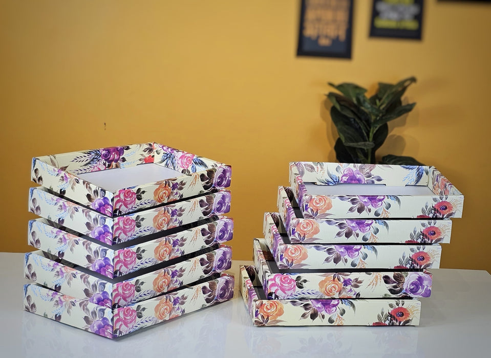 10 Pcs Multipurpose Decorative Folding Paper Box (without net and Twister) Rectangle Cardboard Box DIY Tray for Gift Hamper, Gifting (Cardboard Folding Paper Box),Room Hamper,Wedding Hamper
