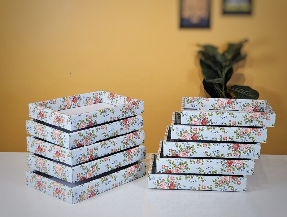 10 Pcs Multipurpose Decorative Folding Paper Box (without net and Twister) Rectangle Cardboard Box DIY Tray for Gift Hamper, Gifting (Cardboard Folding Paper Box),Room Hamper,Wedding Hamper
