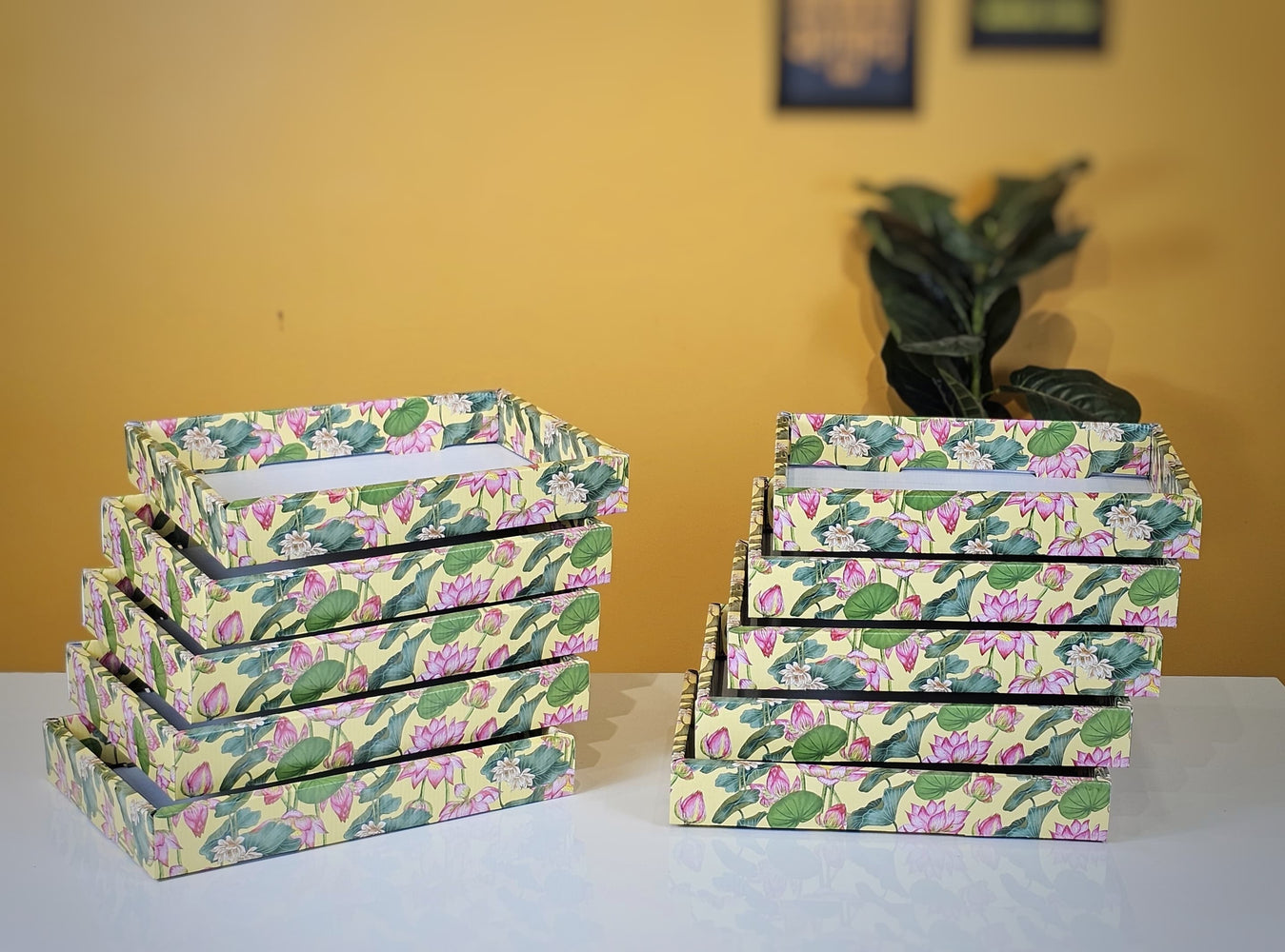 8 Pcs Multipurpose Decorative Folding Paper Box (without net and Twister) Rectangle Cardboard Box DIY Tray for Gift Hamper, Gifting (Cardboard Folding Paper Box),Room Hamper,Wedding Hamper