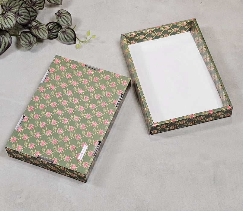 10 Pcs Multipurpose Decorative Folding Paper Box (without net and Twister) Rectangle Cardboard Box DIY Tray for Gift Hamper, Gifting (Cardboard Folding Paper Box),Room Hamper,Wedding Hamper