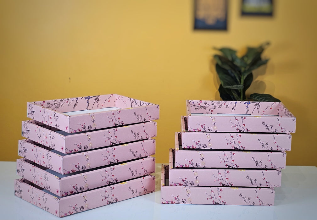 10 Pcs Multipurpose Decorative Folding Paper Box (without net and Twister) Rectangle Cardboard Box DIY Tray for Gift Hamper, Gifting (Cardboard Folding Paper Box),Room Hamper,Wedding Hamper