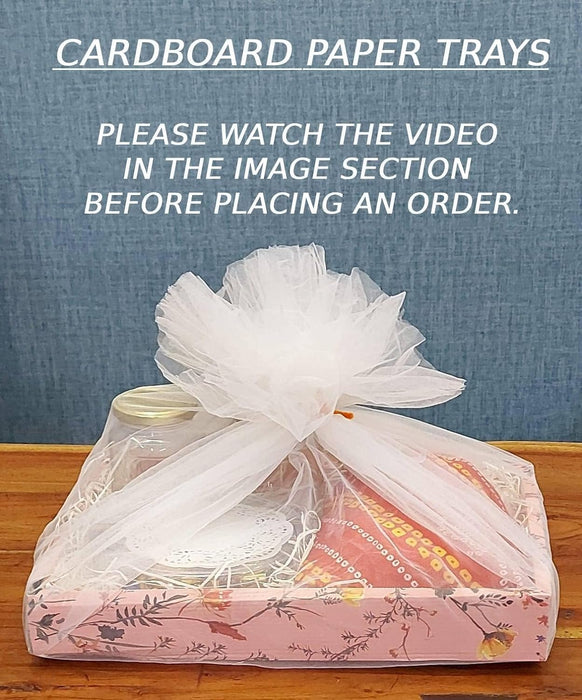 10 Pcs Multipurpose Decorative Folding Paper Box Net Rectangle Cardboard Box with Net DIY Tray for Gift Hamper, Gifting (Cardboard Folding Paper Box),Room Hamper,Wedding Hamper