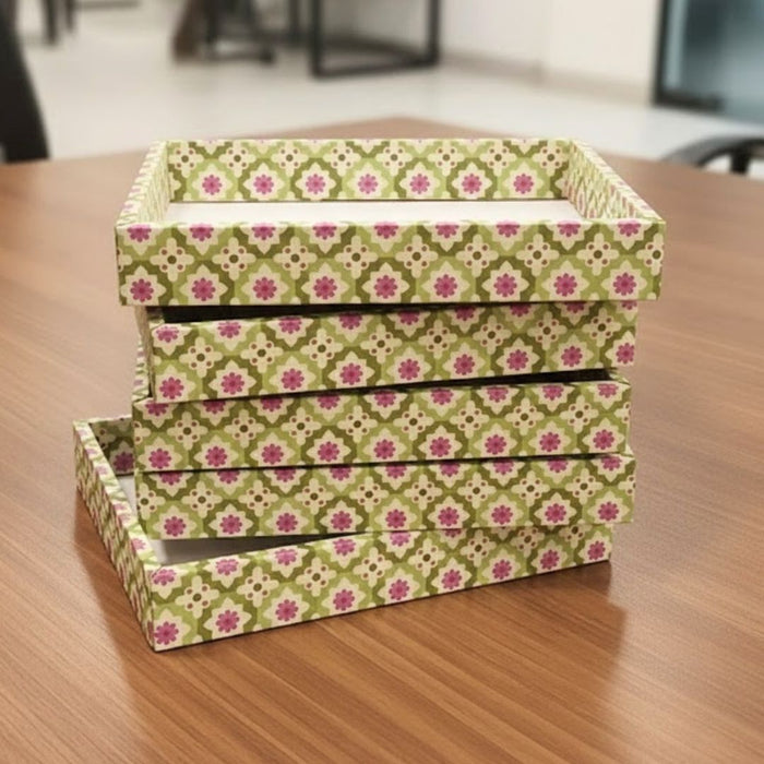 8 Pcs Multipurpose Decorative Folding Paper Box (without net and Twister) Rectangle Cardboard Box DIY Tray for Gift Hamper, Gifting (Cardboard Folding Paper Box),Room Hamper,Wedding Hamper