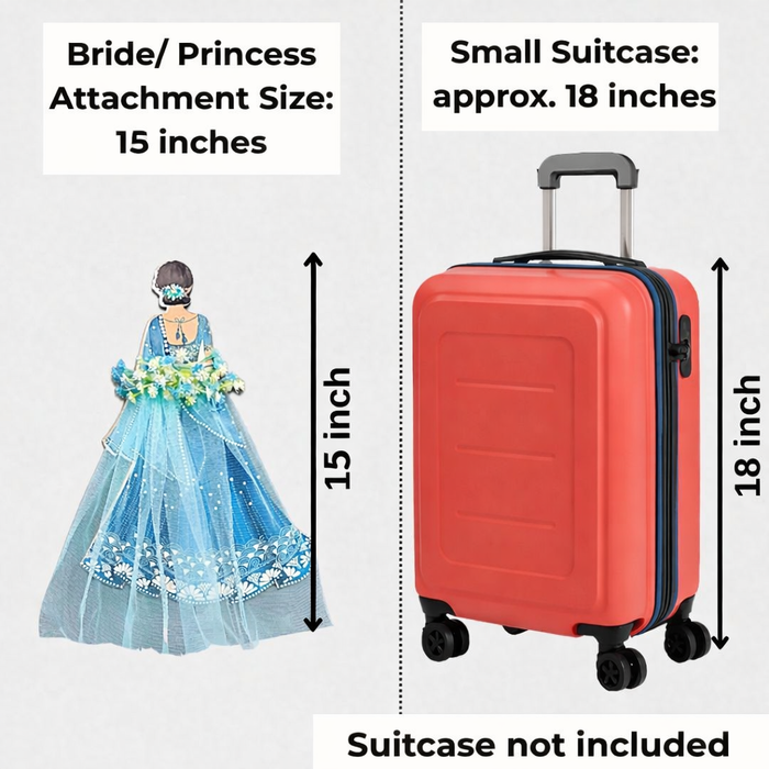 Princess Topper Cutout/ SuitcaseTopper Net Band with Glue Drop | DIY Decorative Cutout for Trousseau Packing, Wedding Gifting, Return Gifts, Bags & Trolley Bag Decor