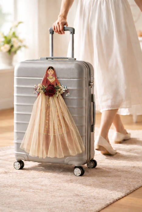 Princess Topper Cutout/ SuitcaseTopper Net Band with Glue Drop | DIY Decorative Cutout for Trousseau Packing, Wedding Gifting, Return Gifts, Bags & Trolley Bag Decor