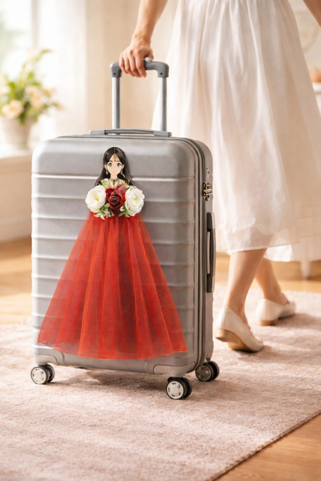 Princess Topper Cutout/ SuitcaseTopper Net Band with Glue Drop | DIY Decorative Cutout for Trousseau Packing, Wedding Gifting, Return Gifts, Bags & Trolley Bag Decor