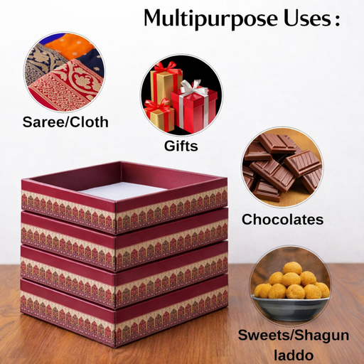 Multipurpose Decorative Viral Folding Paper Box (without net and Twister) Rectangle Cardboard Box DIY Tray for Gift Hamper, Gifting (Cardboard Folding Paper Box),Room Hamper,Wedding Hamper