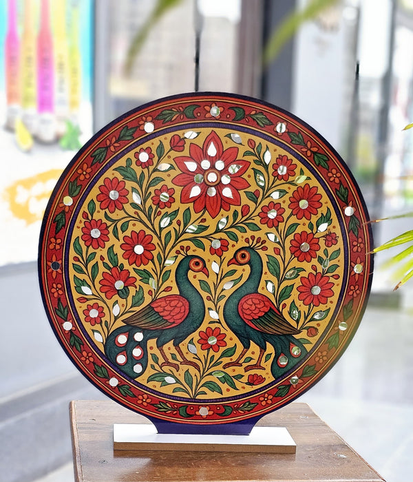 Round Ganpati Mandap with Stand – 18 Inch | Mandala & Peacock Theme + Jharokha Shape Option