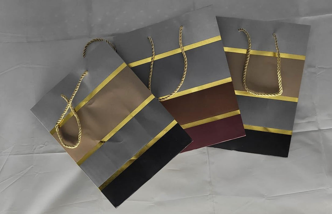 SATYAM KRAFT Paper Bag Goodie Bags With Handle Gift Paper bag, gift For Valentine Gifting, marriage Return Gifts, Birthday, Wedding, Party, Season's Greetings (Random Colour)