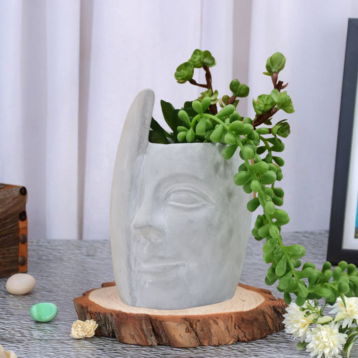 1 Piece Face Shape Artificial succulents Plant With Cement pot Artificial Exquisite Faux Plant to Add Charm to Your Home, Garden, Table Top, Perfect for Gifting, Elegant Shelf,Office Desk, Diwali Gifting,Deepavali decor.