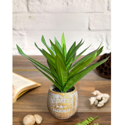 SATYAM KRAFT 1 Pc Artificial Plant with Vintage Vase, Artificial Flower Decoration Plant succulent for Home Decor Item, Office, Bedroom, Living Room, Shop Decoration Items (Pack of 1, Green)