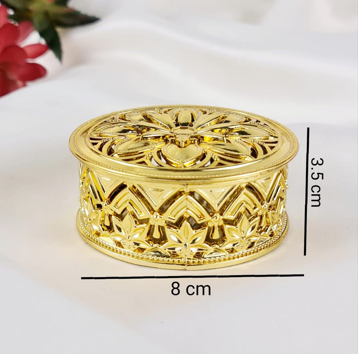 Big Round Golden Decorative Box for diwali Gift box, Ring Jewellery Trinket Box, Candy Storage Container Case DIY,Wedding gift, Return Gift, Christmas Decoration Items (Golden Boxes) (Big)