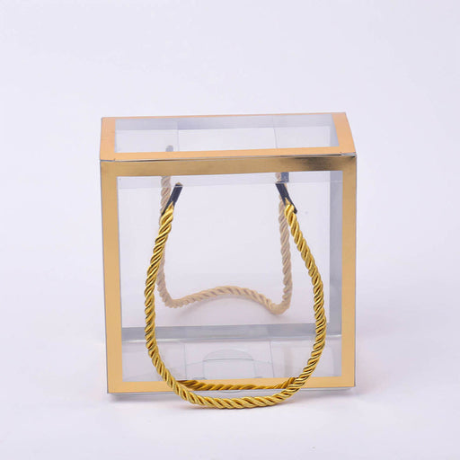 Clear Transparent Gift Box with Frame and Rope Handle for Hampers, Wedding Gifts, Return Gifts, Chocolates, Dry Fruits, Cosmetics, Baby Shower, Festive Gifting & Premium Gift Packaging (12 cm x 12 cm x 12 cm)