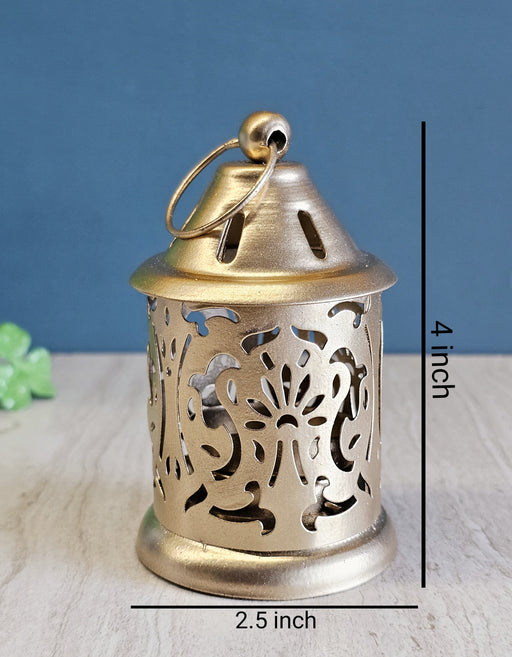 1 Piece Gold Polish Decorative Hanging Lantern Shape Candle Holder for Home Decor,Mandir Decor,Candles Diya holder, Office,Table Decor, Entrance Decoration Item (Pack of 1) (Golden)