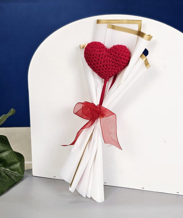 1 Pcs Ready to use Crochet Bouquet for Best Wishes, Gifting, Valentine, Wedding, Home Decor, Office, Bedroom, Balcony Decoration Items, Welcoming(Fabric)