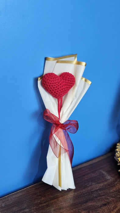 1 Pcs Ready to use Crochet Bouquet for Best Wishes, Gifting, Valentine, Wedding, Home Decor, Office, Bedroom, Balcony Decoration Items, Welcoming(Fabric)