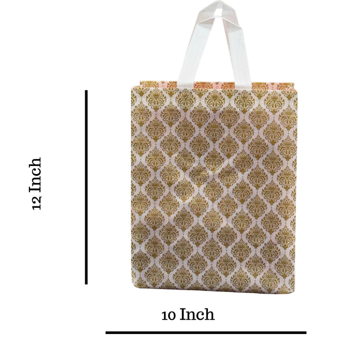 25 Pcs Golden Print Non-Woven Gift Bags – 10x12 Inch Reusable Party & Return Favor Bags