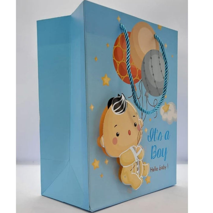 Paper Bag Goodie Bags With Handle Gift Paper bag, gift For Baby boy Baby shower, Gifting, Nomenclature Ceremony Greetings (Blue)