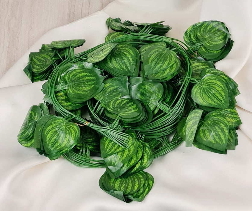 4 Lines Artificial Flowers Wall Hanging Leaf Flower Money Plant Light Weight Vine String Lines for Garden, Home, Room, Balcony, Living Room, Restaurant, Festival, Events Decoration (Green, 7 Feet)