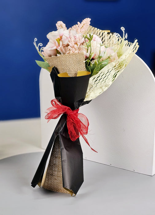 Ready to use Bouquet Artificial Flower White BabysBreath & Sunflower Gypsy Wrapped for Best Wishes,Gifting,Housewarming,Wedding,Office,Welcoming, Surprice,Gift for her/him Birthday,Anniversary