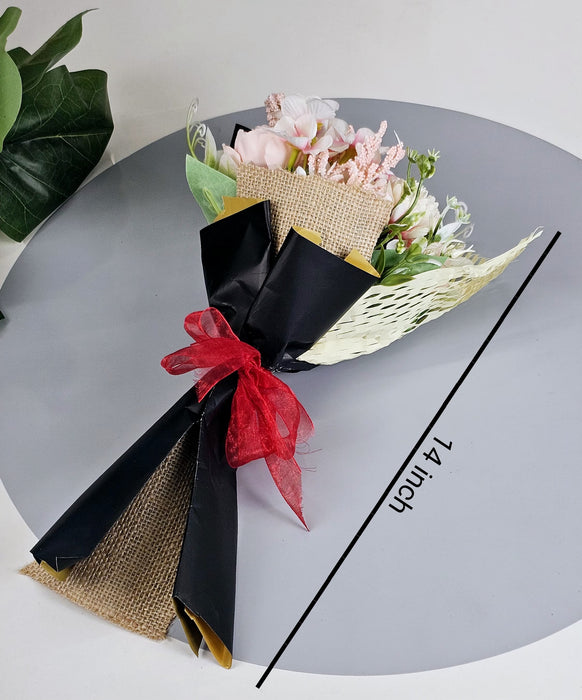 Ready to use Bouquet Artificial Flower White BabysBreath & Sunflower Gypsy Wrapped for Best Wishes,Gifting,Housewarming,Wedding,Office,Welcoming, Surprice,Gift for her/him Birthday,Anniversary