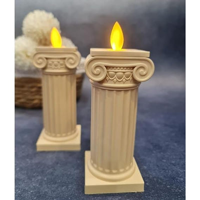 6 pcs Flameless and Smokeless Decorative Pillar Design Acrylic led Candle(Pack of 6)