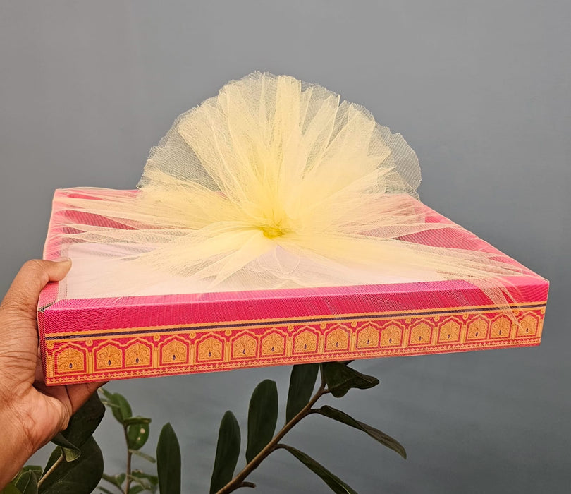 4 Pcs Multipurpose Decorative Folding Paper Box Net Rectangle Cardboard Box with Net DIY Tray for Gift Hamper, Gifting (Cardboard Folding Paper Box),Room Hamper,Wedding Hamper