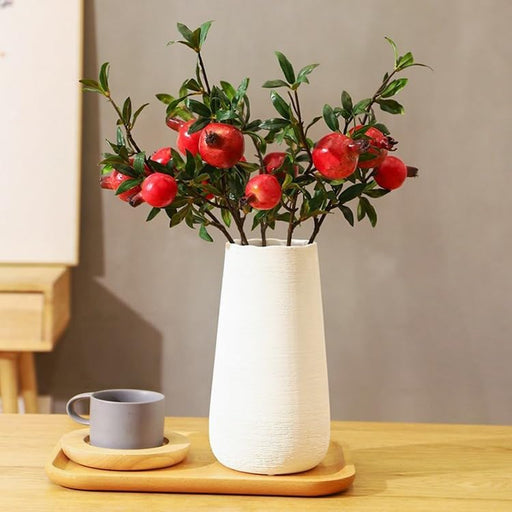 3 piece Artificial Faux Pomegranate Plant Stick, Enhance Your Space with Artificial Pomegranate Plant Big Realistic Leaves for Decoration - Ideal for Home, Office, Garden, and Indoor, (Pack of 3)(35 cm)