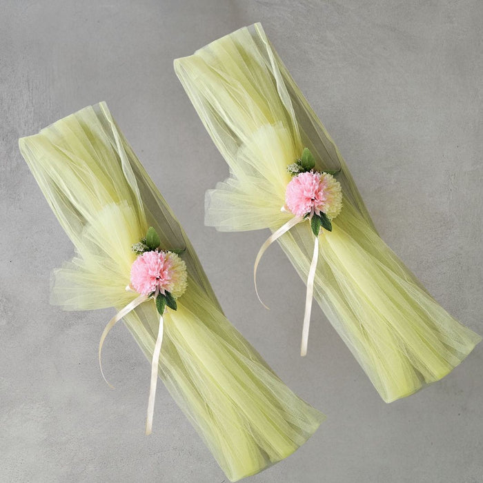 Ready-to-Use Adjustable Suitcase Net Band with Flower Bunch for Wedding Trousseau Packing, Trolly Bag Decoration, Crafting,Wrapping, Decoration, and DIY Projects