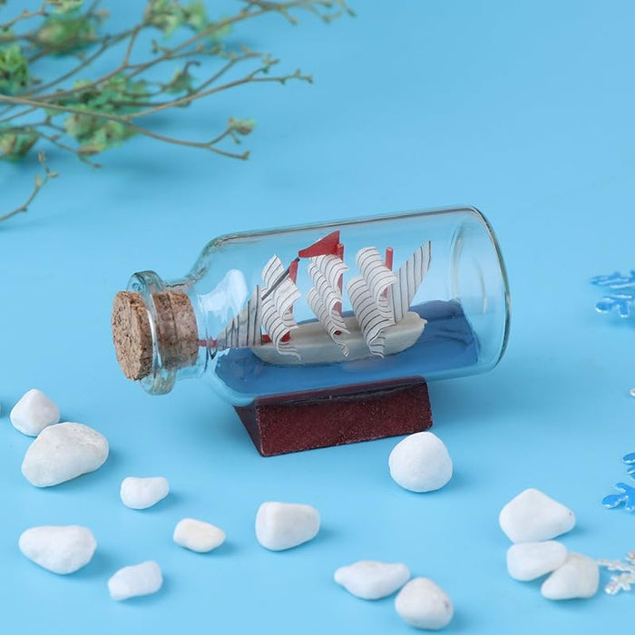 3 Pcs Mini Ship in Bottle Showpiece for Home Decoration, Perfect for Living Room, Eye Catching, Classic Gift Item, Office Desk Decor.(Small,4 cm)(Pack of 3)