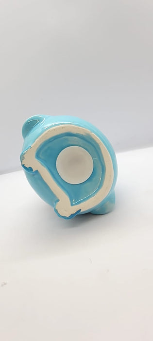 1 Piece Ceramic Owl Design Gullak Piggy Bank for Rupees Savings - Coin Storage Tip Box Ideal for Kids and Adults - Money Kilona Pikibank ATM Coinbox Gulak (Pack of 1) (Blue)