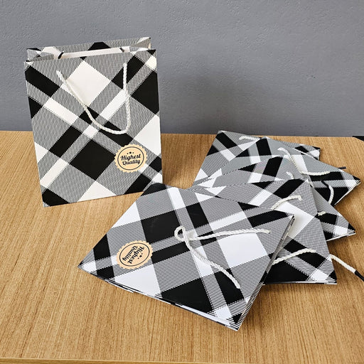 Small Size Paper Bag With Handle 24 x 19 x 9 cm Gift Paper bag, Carry Bags, gift bag, gift for Birthday, gift for Festivals, Season's Greetings and other Events(Black and White)